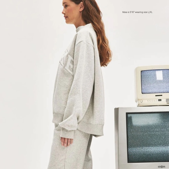 PARKE Nostalgia Varsity Mockneck Classic Grey + White NWT - Picture 5 of 7